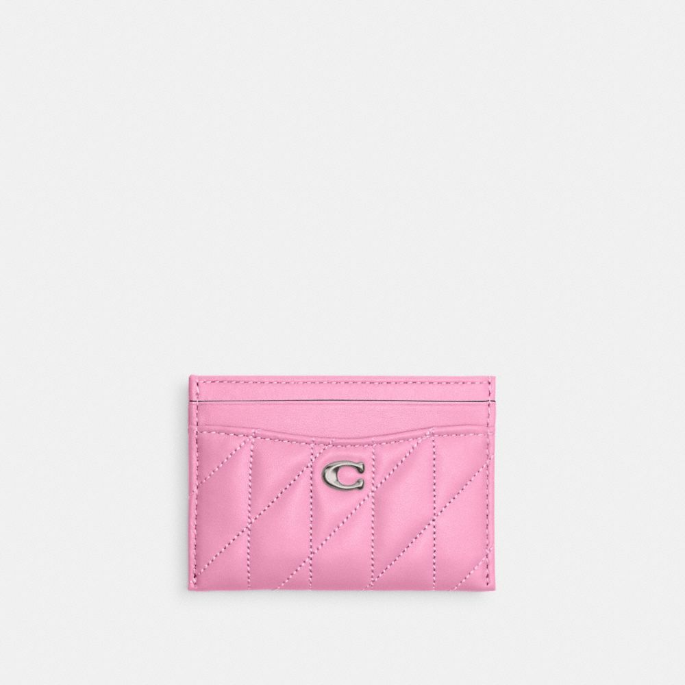 Coach Essential Card Case With Pillow Quilting Kortetui Dame Sølv Rosa | USI832574