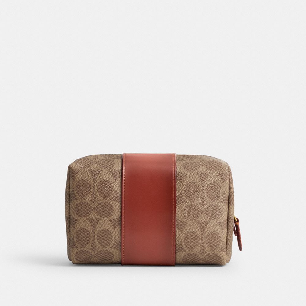 Coach Essential Cosmetic Pouch In Signature Canvas Reiseveske Dame Brune Rød | SEM569321