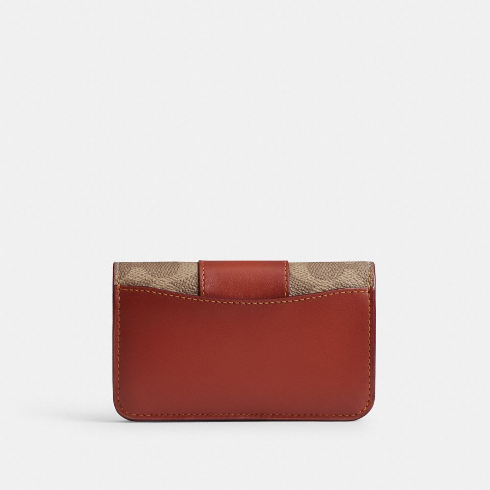 Coach Essential Slim Card Case In Signature Canvas Kortetui Dame Brune Rød | NKT962578