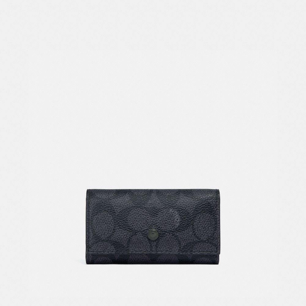 Coach Four Ring Key Case In Signature Canvas Vesketilbehør Herre Grå | HAC562048