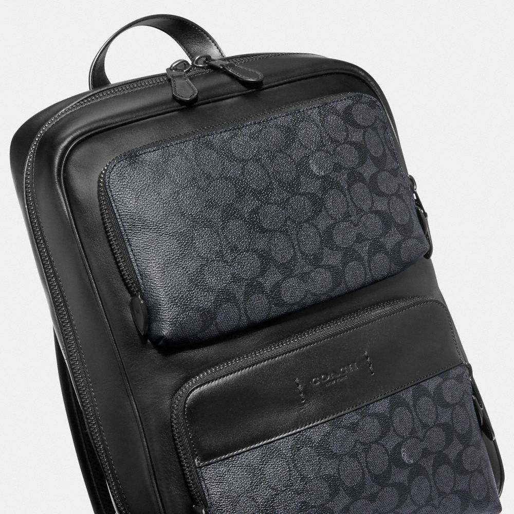 Coach Gotham Backpack In Signature Canvas Ryggsekker Herre Svarte Kopper Grå Svarte | BTQ273016