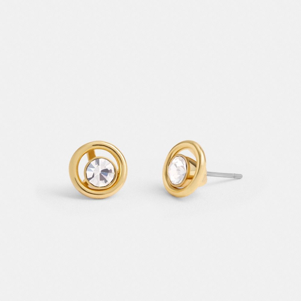 Coach Halo Round Stud Earrings Smykker Dame Gull | IOK083654