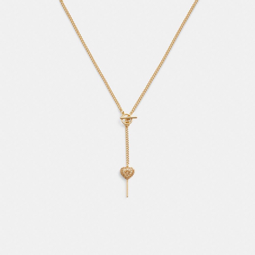 Coach Heart Lollipop Lariat Necklace Smykker Dame Gull | NES410238