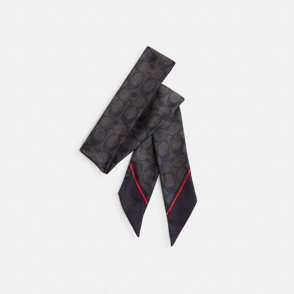 Coach Hearts Print Silk Skinny Scarf Skjerf Dame Svarte Rød | VTA905382