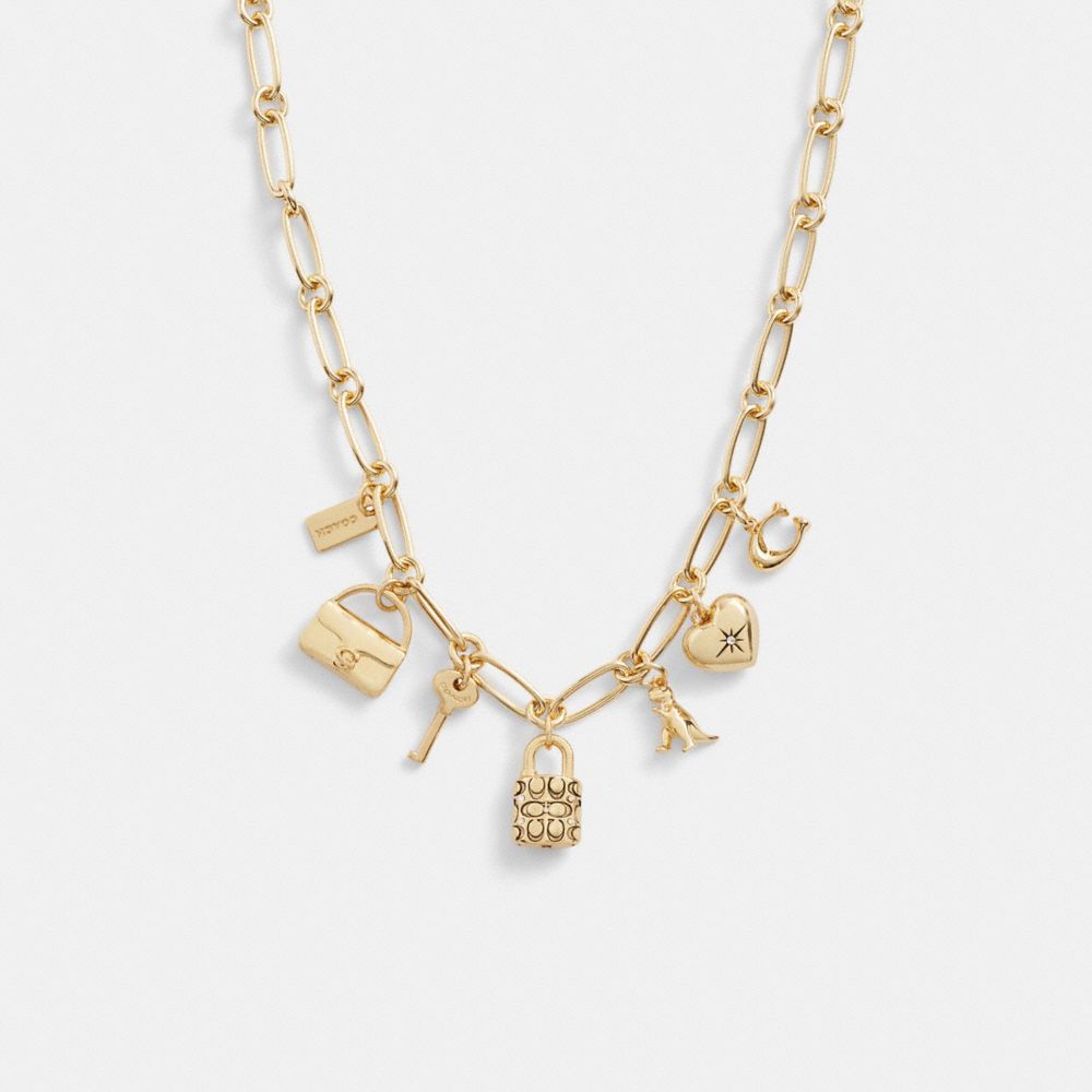 Coach Iconic Charm Chain Necklace Smykker Dame Gull | WMZ438106