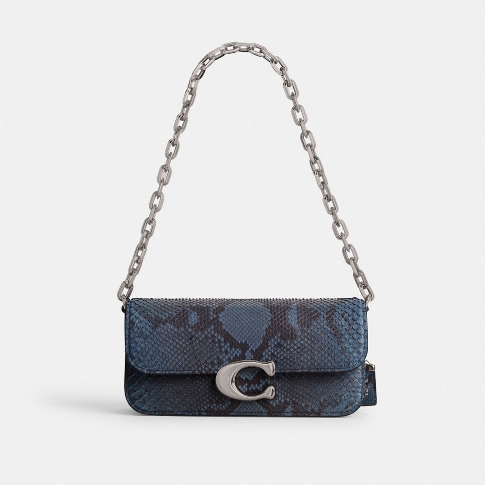 Coach Idol Bag 23 In Python Skulderveske Dame Sølv Blå | OPL576408