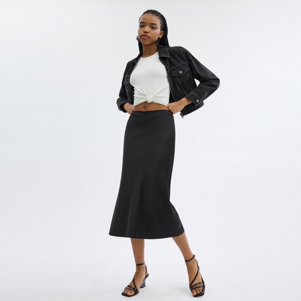 Coach Long Satin Midi Skirt Bukse Dame Svarte | SXU378951