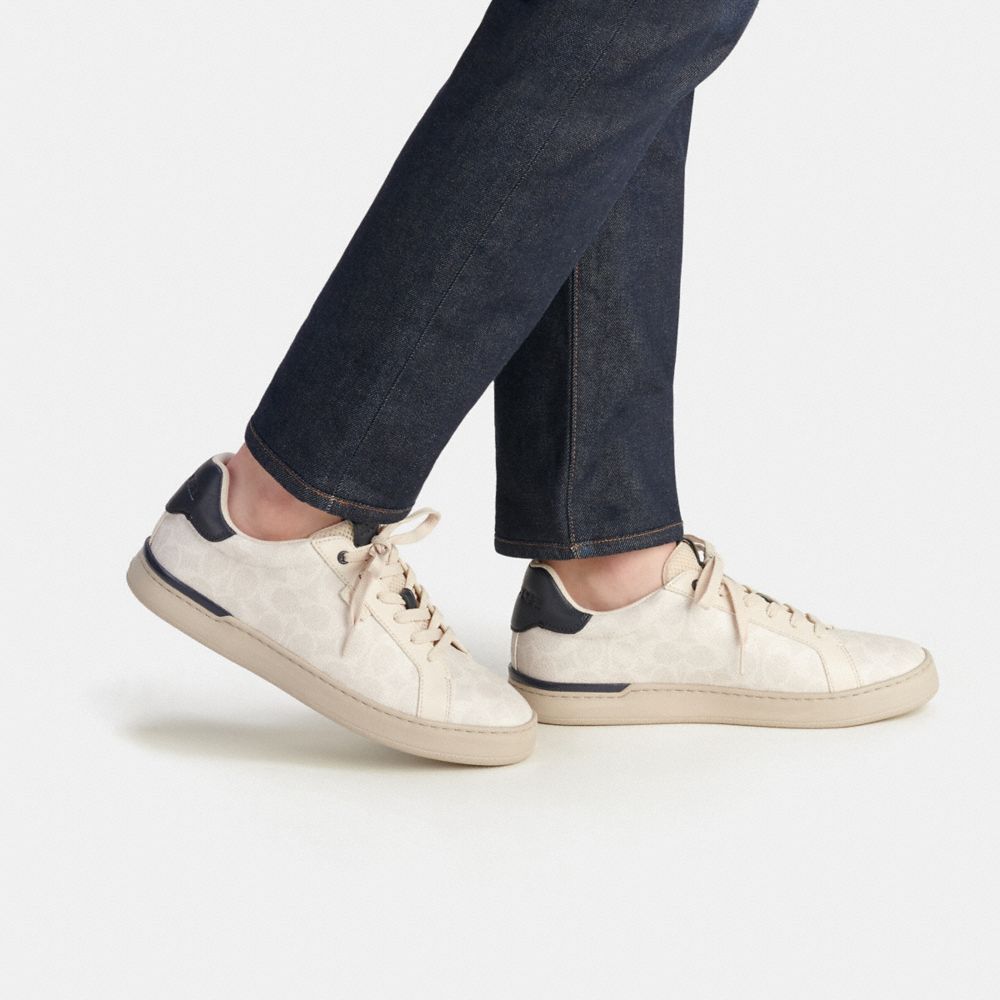 Coach Lowline Low Top Sneaker In Signature Canvas Sneakers Herre Dyp Blå | APD097651