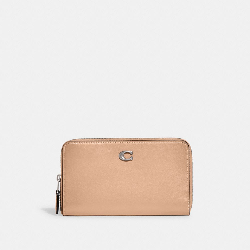 Coach Medium Zip Around Wallet Stor Lommebok Dame Sølv | TDJ487253