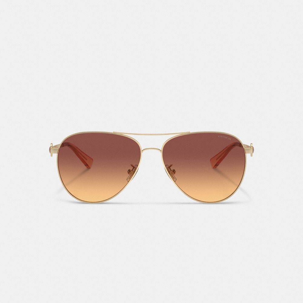 Coach Metal Aviator Sunglasses Briller Dame Mørke Brune | MOA534197