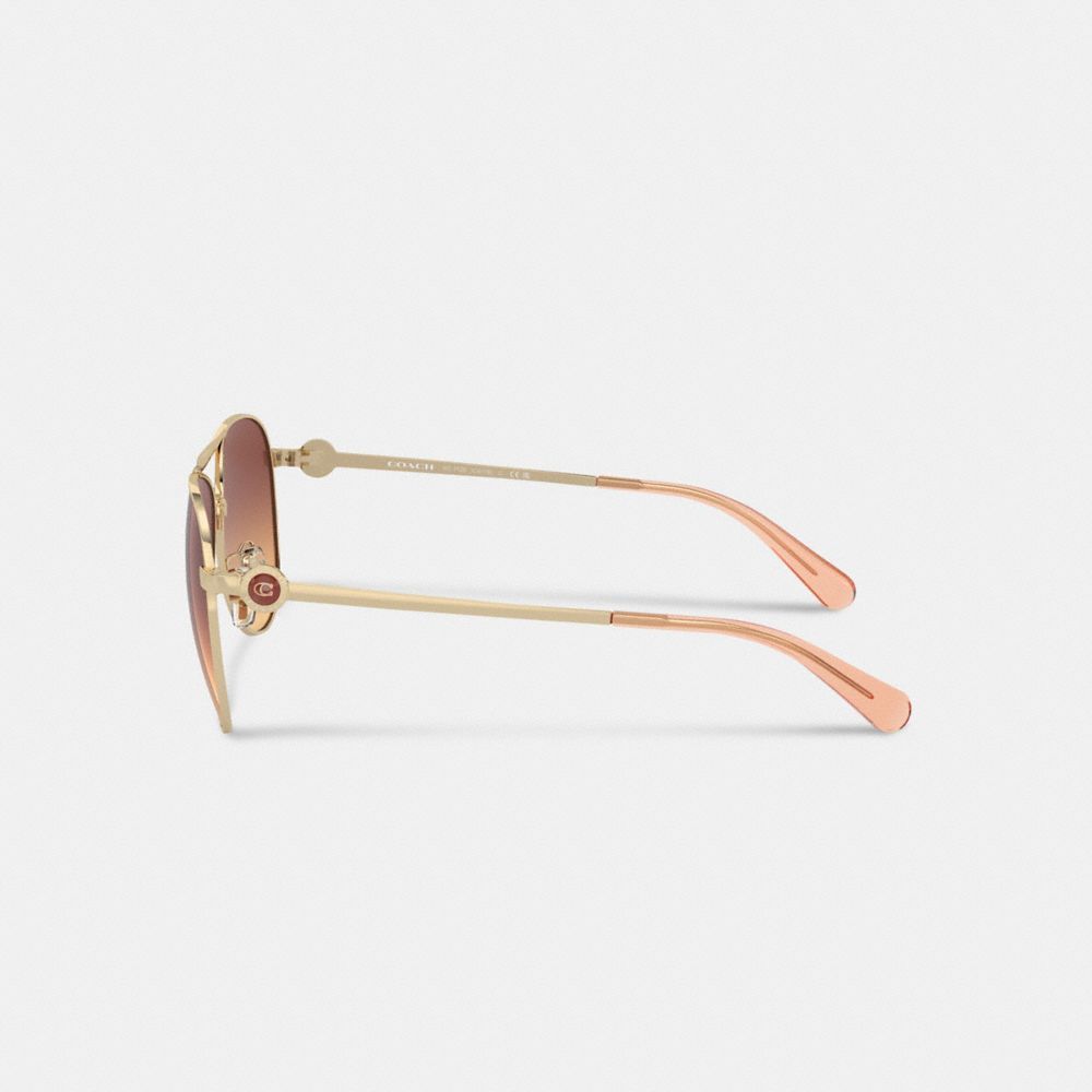 Coach Metal Aviator Sunglasses Briller Dame Mørke Brune | MOA534197