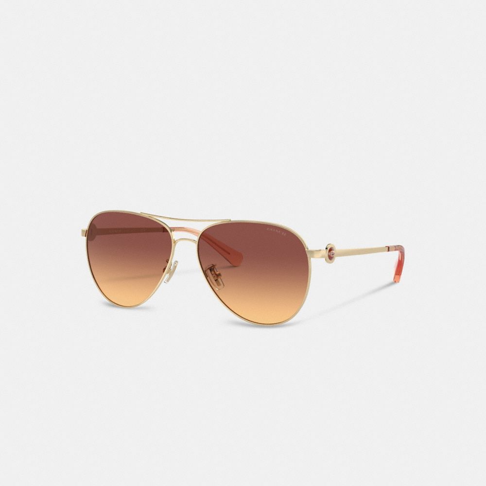 Coach Metal Aviator Sunglasses Briller Dame Mørke Brune | MOA534197