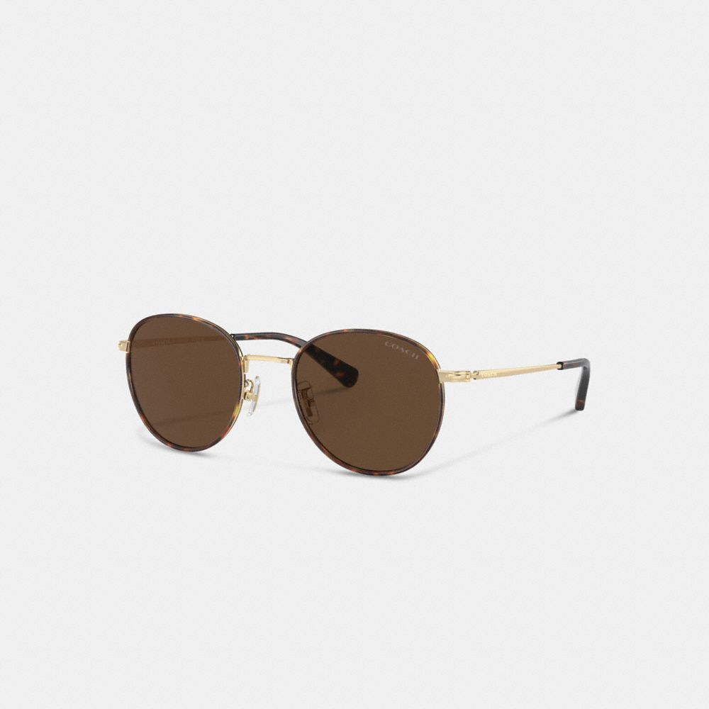 Coach Metal Windsor Round Sunglasses Solbriller Herre Brune Gull | OUV091736