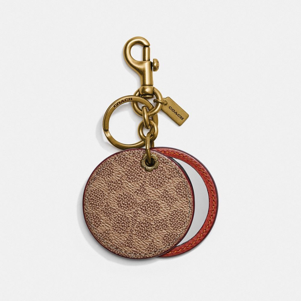 Coach Mirror Bag Charm In Signature Canvas Smykker Dame Brune Rød | VXR925431