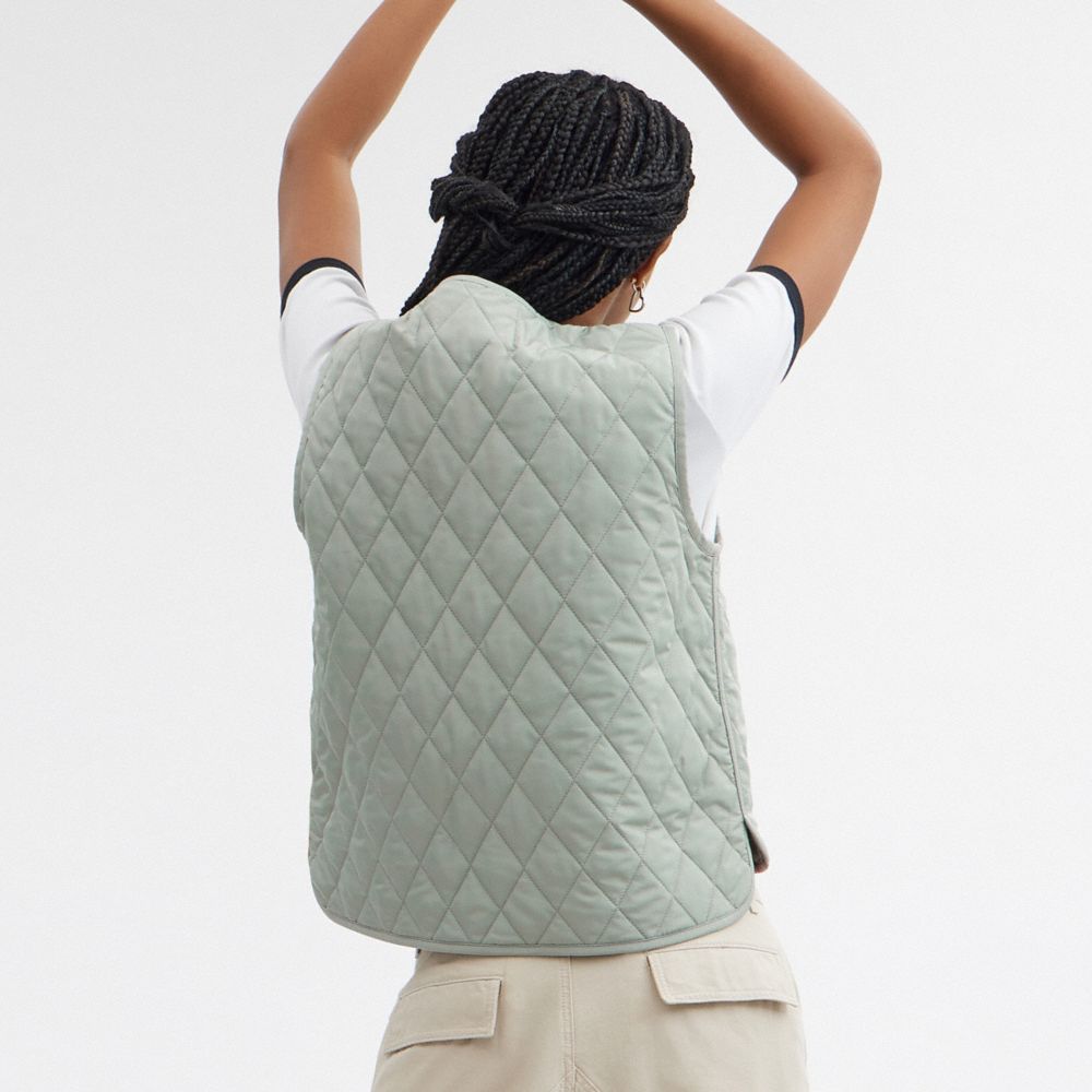 Coach Quilted Vest Jakker Dame Grønn | SLW492507