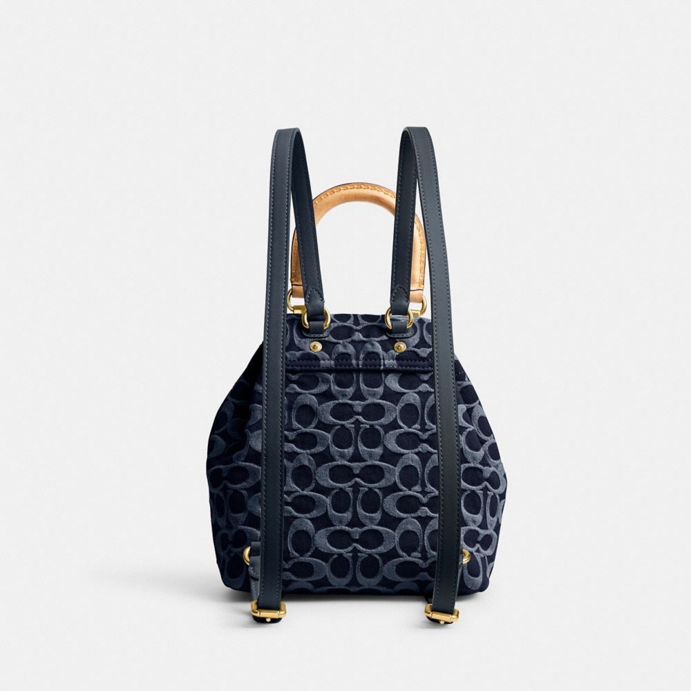 Coach Riya Backpack 21 In Signature Denim Ryggsekker Dame Blå Blå | VCA169032