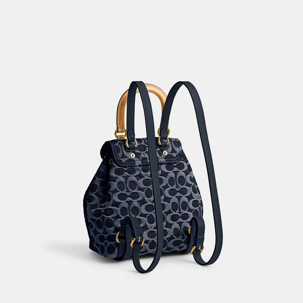 Coach Riya Backpack 21 In Signature Denim Ryggsekker Dame Blå Blå | VCA169032