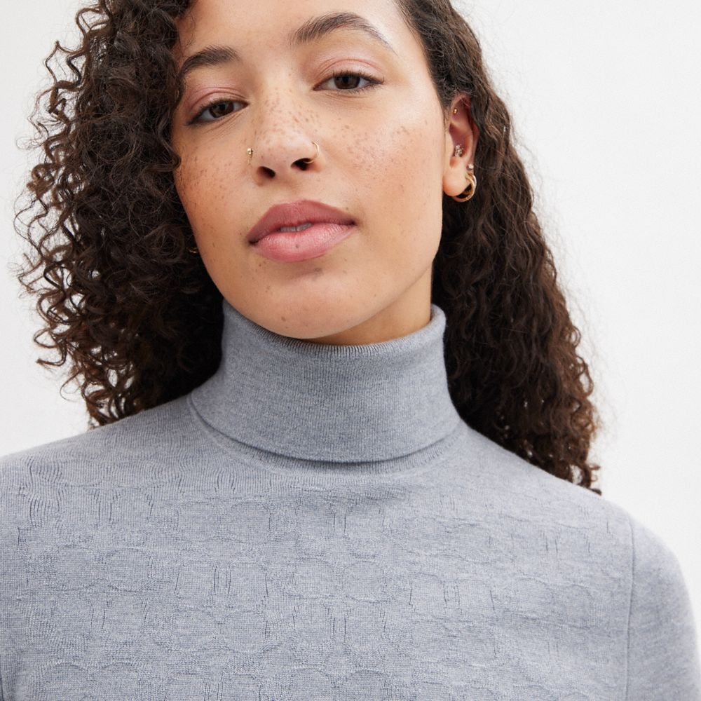 Coach Signature Cropped Turtleneck Topper Dame Grå | GPI483679