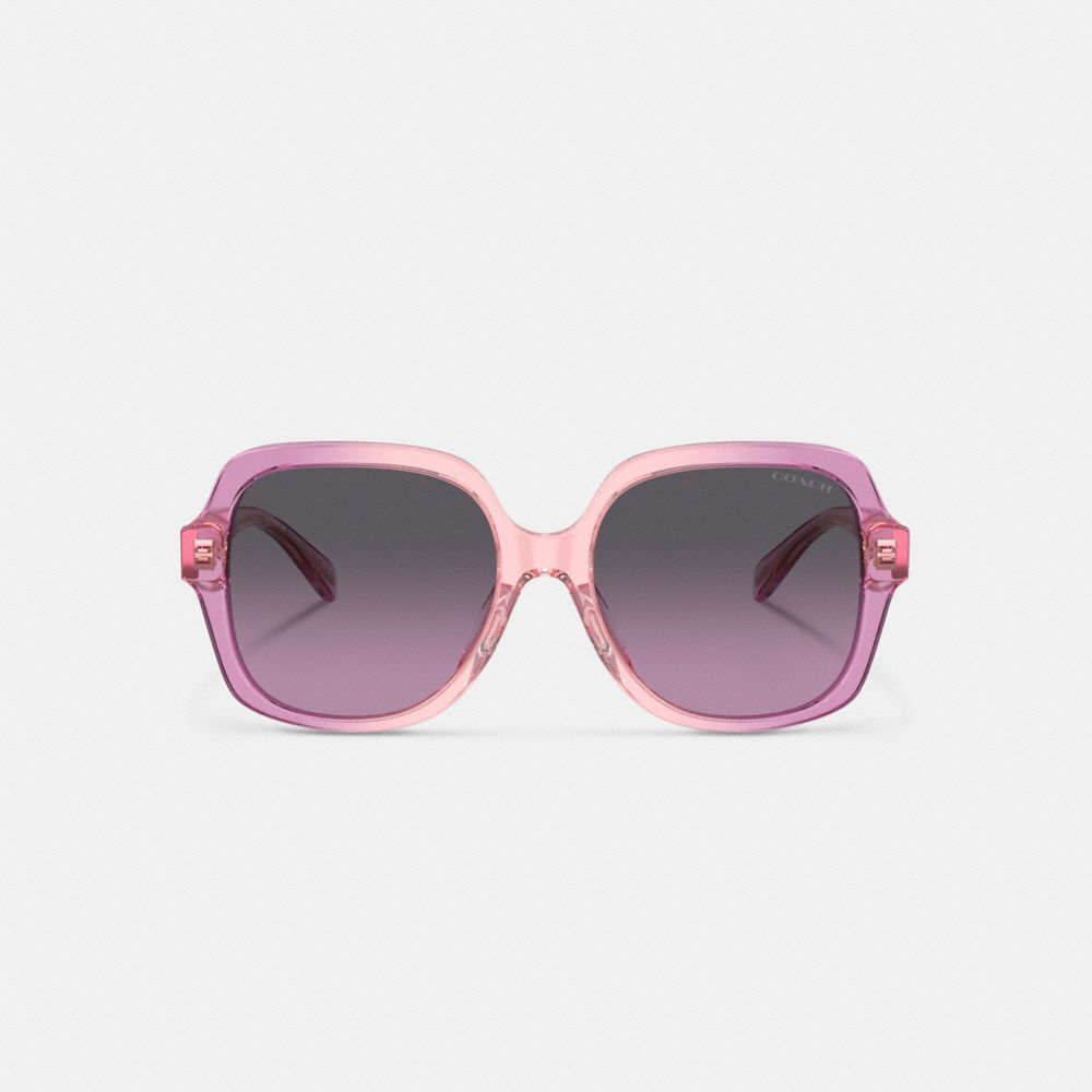 Coach Signature Ombre Oversized Square Sunglasses Briller Dame Rosa Lilla | XPB571948