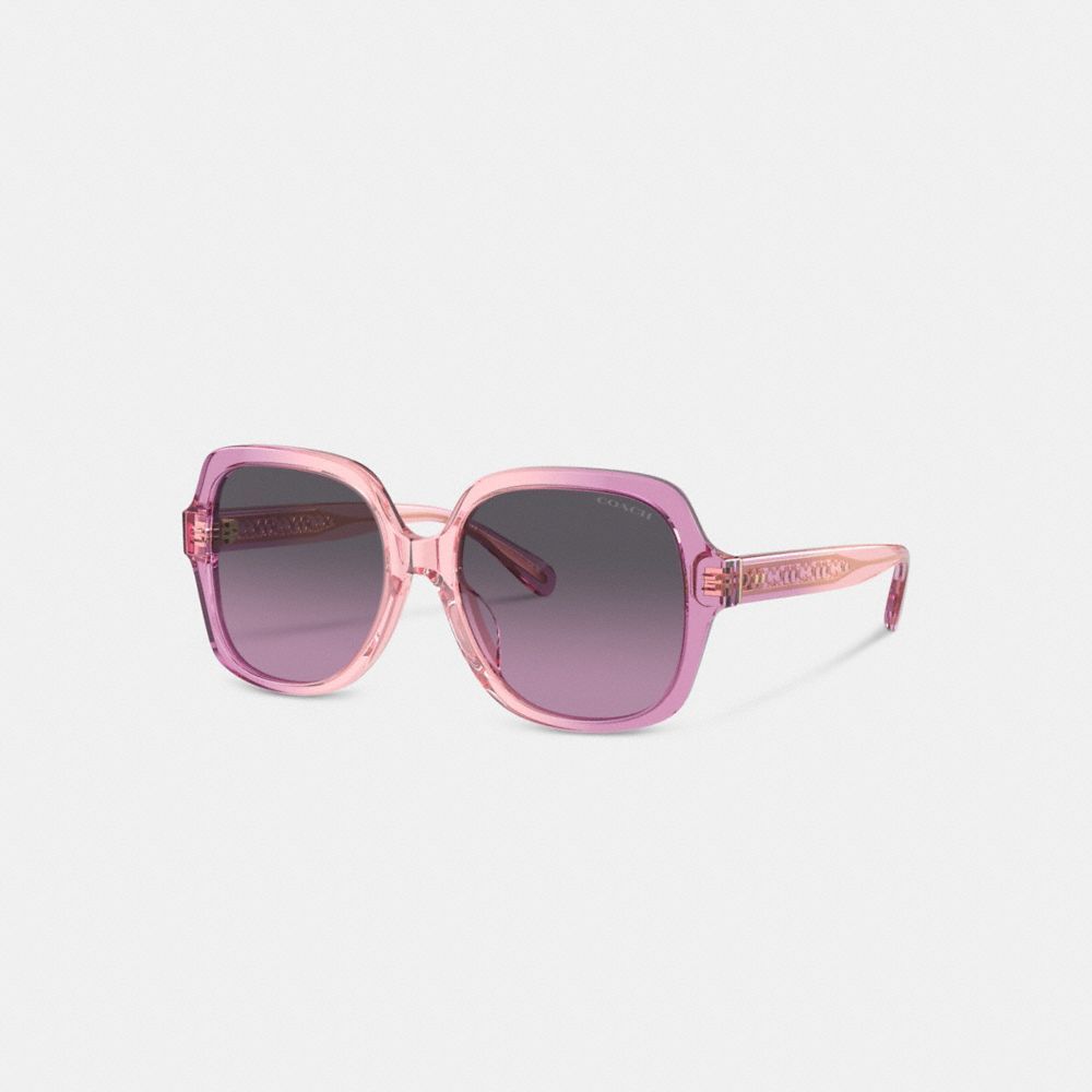 Coach Signature Ombre Oversized Square Sunglasses Briller Dame Rosa Lilla | XPB571948