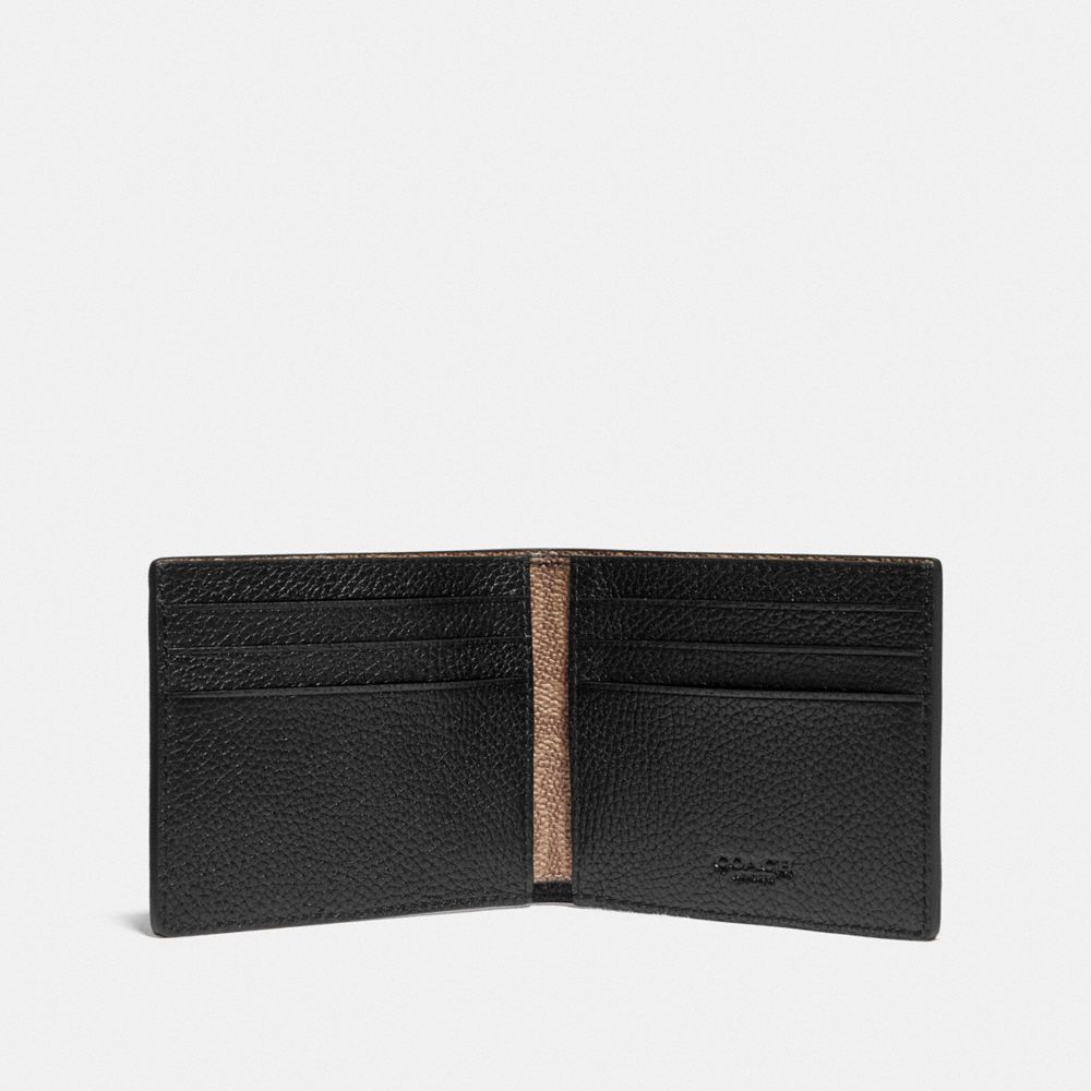 Coach Slim Billfold Wallet With Signature Canvas Detail Billfolds Herre Svarte Khaki | SKU463759