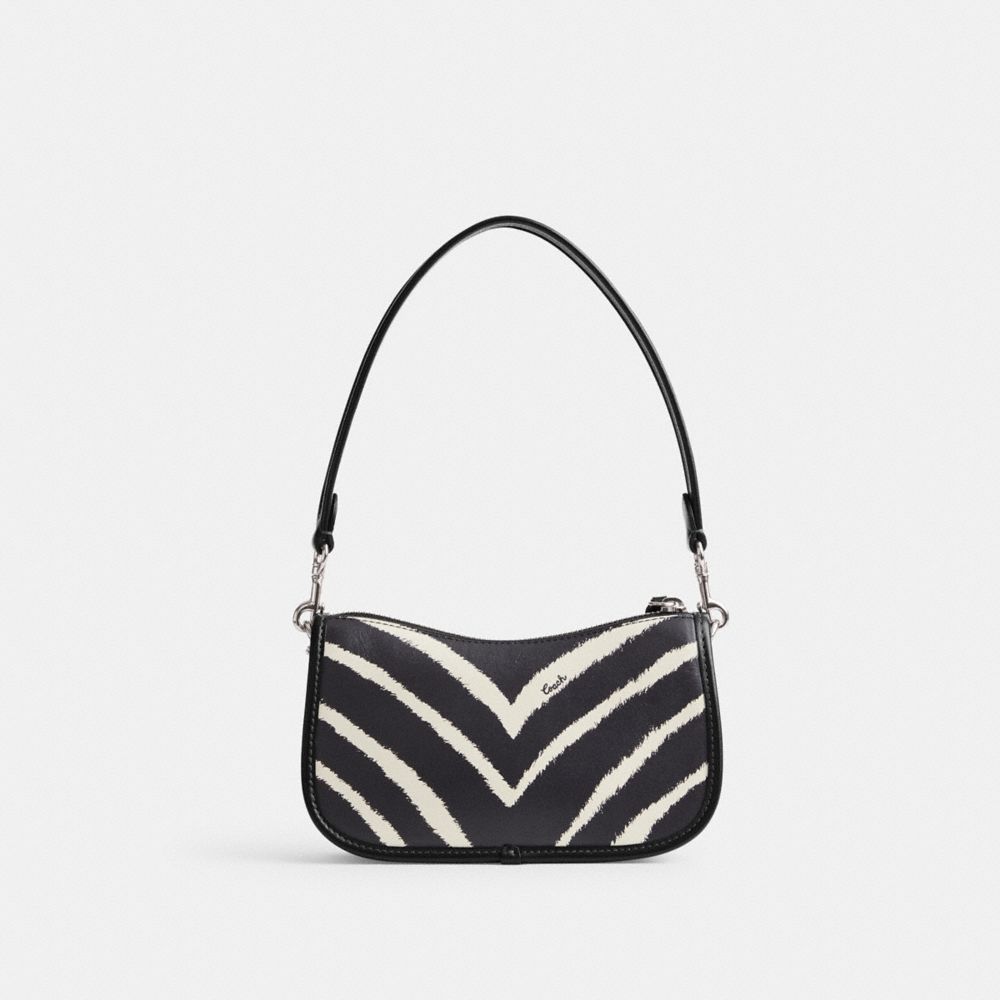 Coach Swinger Bag 20 With Zebra Print Skulderveske Dame Sølv | HAS039758