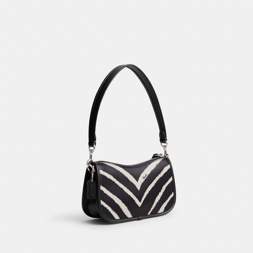 Coach Swinger Bag 20 With Zebra Print Skulderveske Dame Sølv | HAS039758