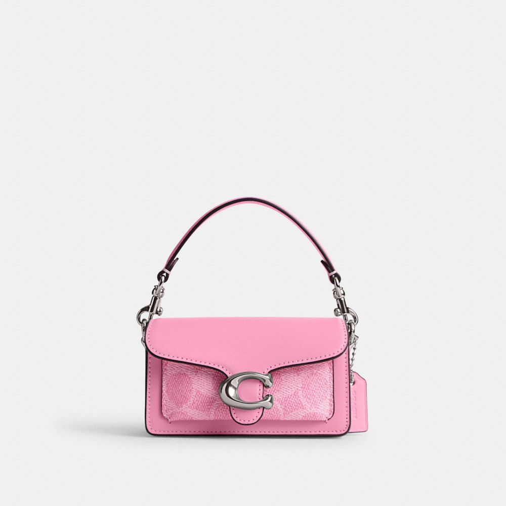 Coach Tabby Bag 12 In Signature Canvas Crossbody Veske Dame Sølv Rosa | LDF754863