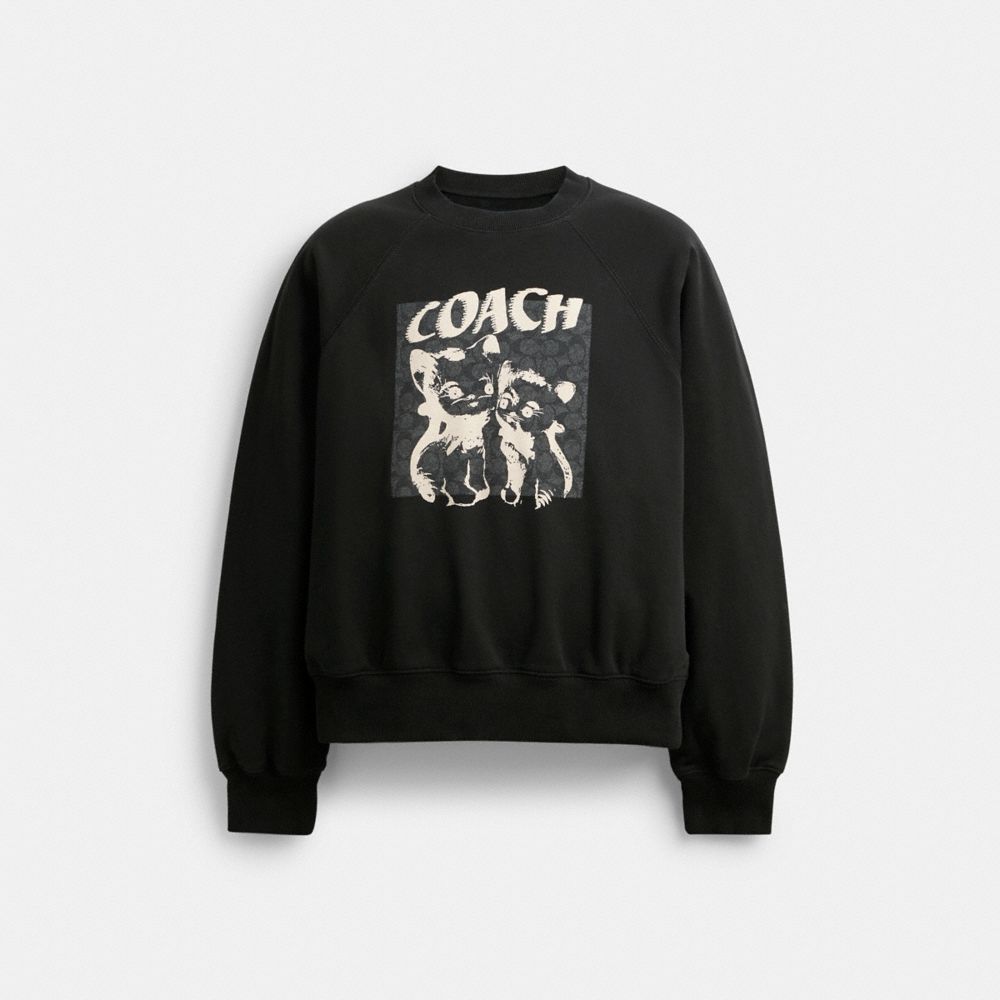 Coach The Lil Nas X Drop Signature Cats Crewneck Sweatshirt Topper Herre Svarte | PLF120698