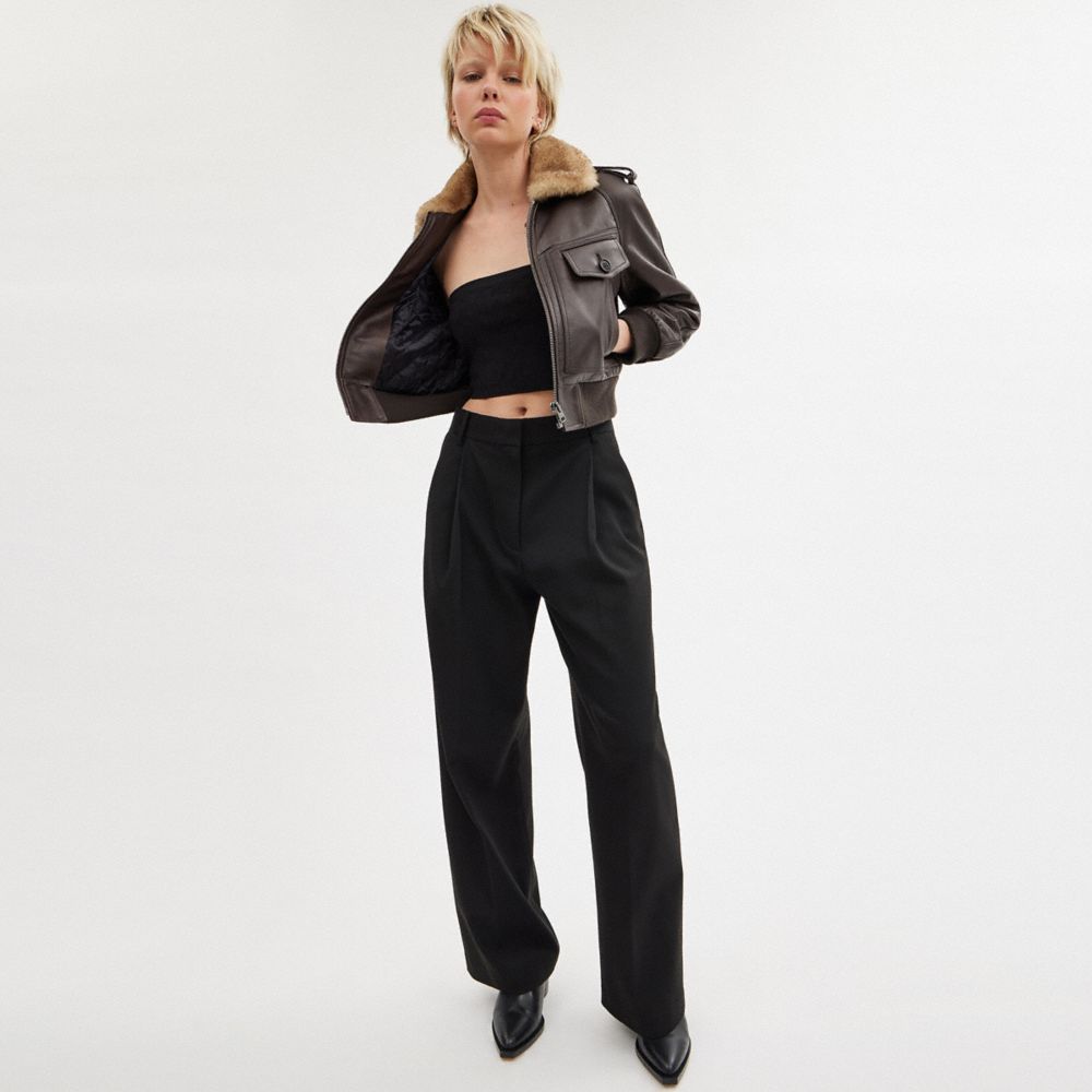 Coach Wide Leg Trousers Bukse Dame Svarte | KXL720618