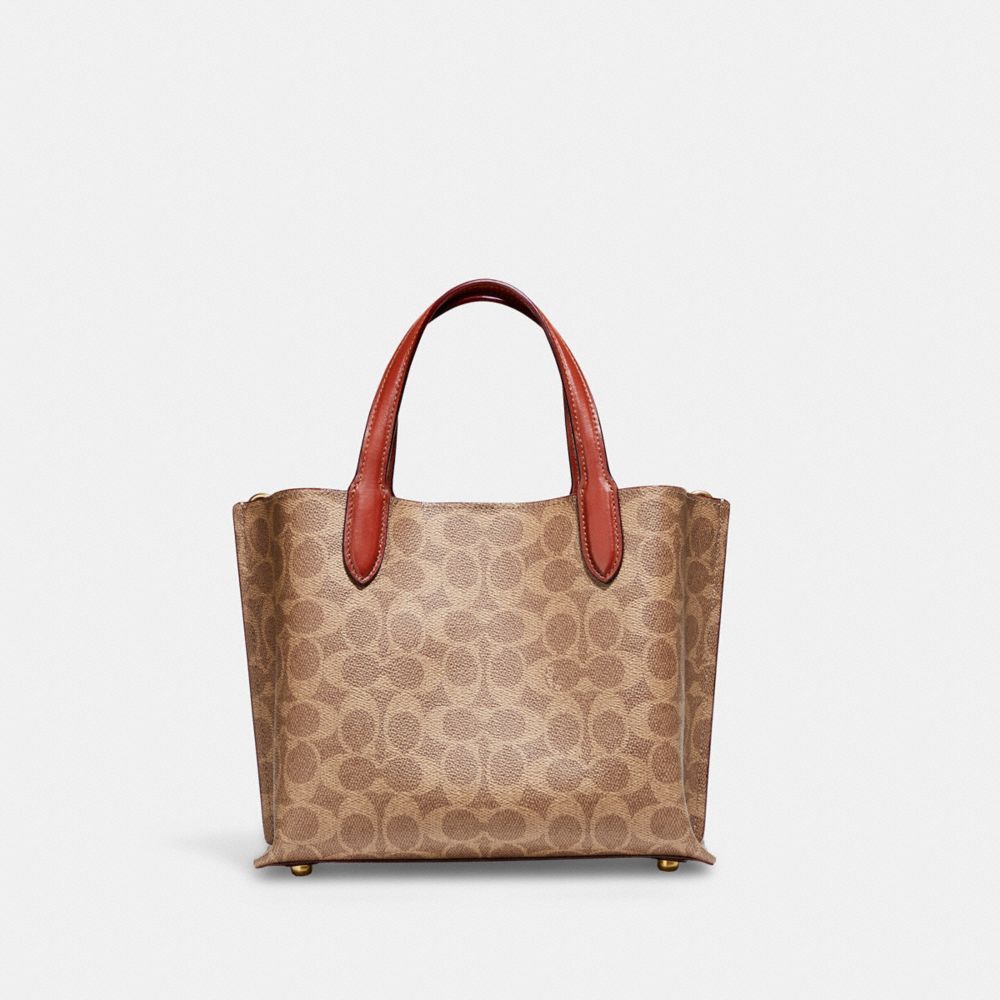 Coach Willow Tote Bag 24 In Signature Canvas Tote Veske Dame Brune Rød | NYJ431856