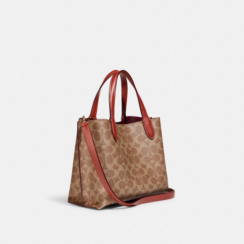 Coach Willow Tote Bag 24 In Signature Canvas Tote Veske Dame Brune Rød | NYJ431856