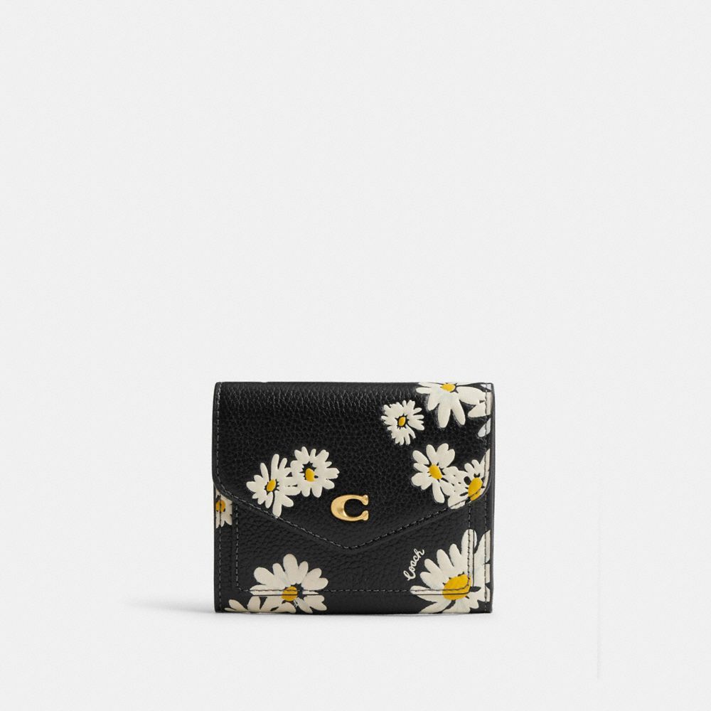 Coach Wyn Small Wallet With Floral Print Liten Lommebok Dame Svarte Multicolor | XHQ310864